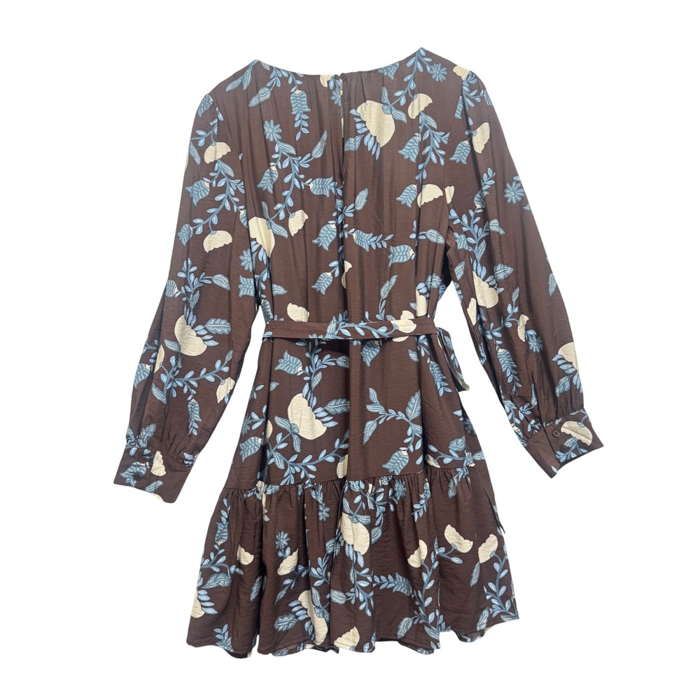 LOFT Garland Pleated Mini Flounce Dress Womens XXL Brown Floral NWT 39728180 - Picture 5 of 9